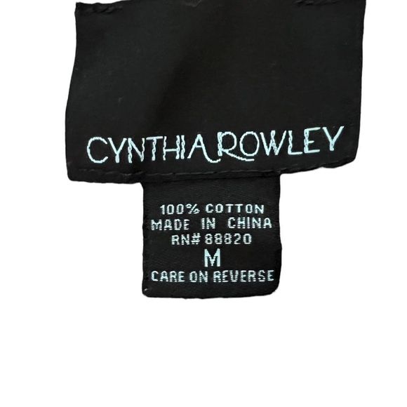 CYNTHIA Rowley Womens Sz M Blue White Geometric Boho Tunic Top - Picture 6 of 6